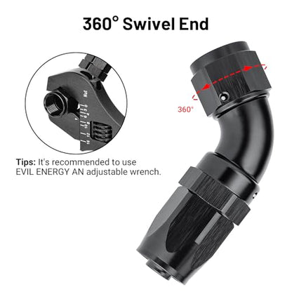 8AN 60 Degree One Piece Full Flow Hose End Fitting Swivel for CPE Braided Hose