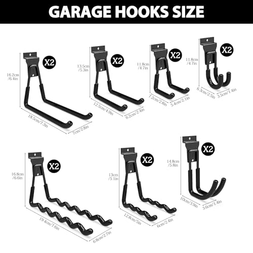 Slatwall Hooks 14 Pack Heavy Duty Multi Sizes (14 Count)