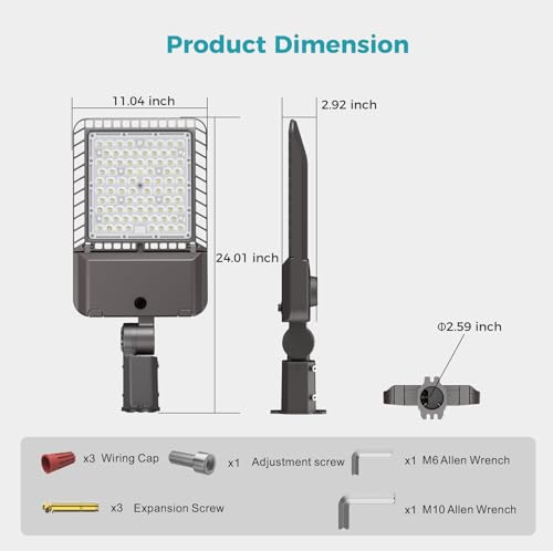 240W Parking Lot Light 43200LM LED Street Lights Outdoor 6Pack