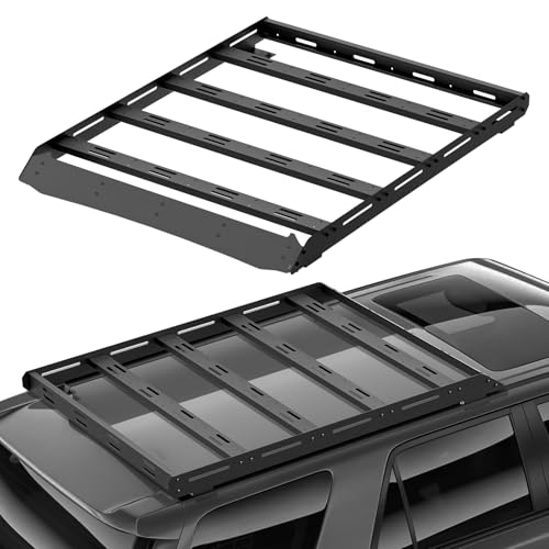 3/4-Length Roof Rack Cargo Basket Compatible with 2010-2024 Toyota 4Runner 5th Gen, Overland Rooftop Luggage Storage Holder, 350 LBS Platform Style Cargo Carrier for Outdoors Gear