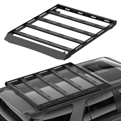 3/4-Length Roof Rack Cargo Basket Compatible with 2010-2024 Toyota 4Runner 5th Gen, Overland Rooftop Luggage Storage Holder, 350 LBS Platform Style Cargo Carrier for Outdoors Gear