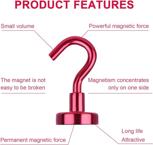Magnetic Hooks 20pcs 30lbs Cruise Essentials 2026 Magnet Hook Red (20 Count)