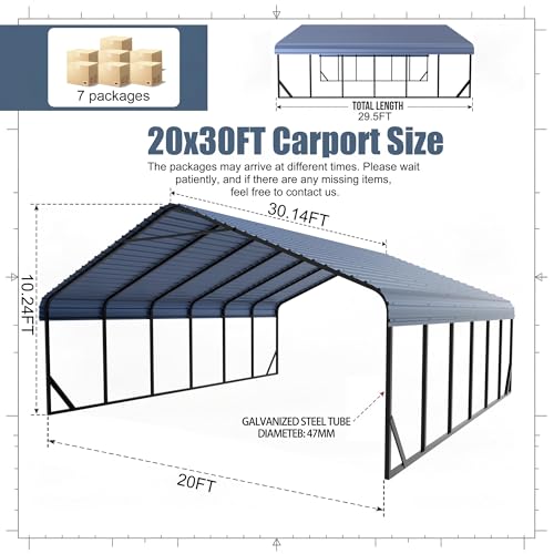 20x30 ft Metal Carport & Portable Garage