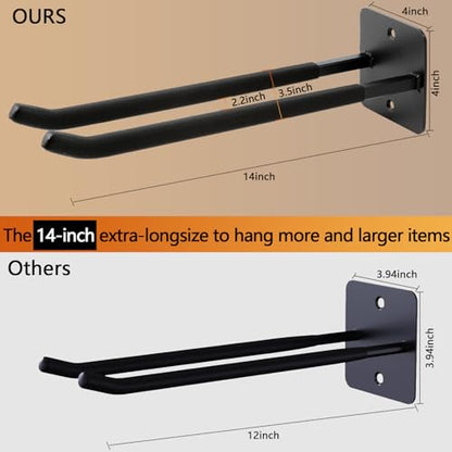 2 Pack Steel Wall Mount Double Garage Storage Hooks (2 Count)