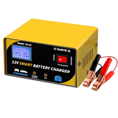 12 Volt Battery Charger 7A Smart Car Battery Charger and Maintainer with Cable Clamps