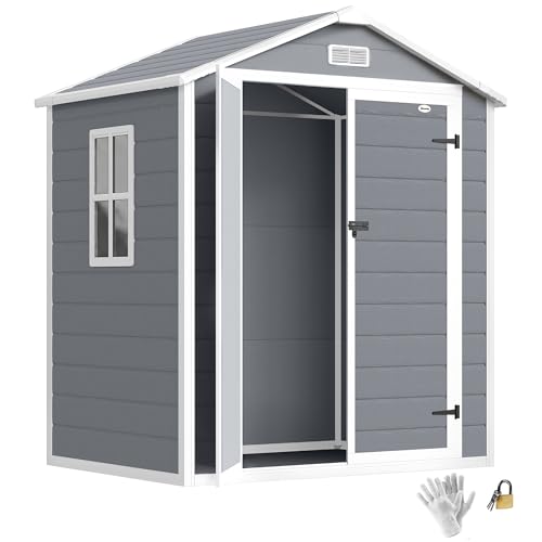 6' x 4.5' Outdoor Storage Shed Waterproof Resin with Floor Gray