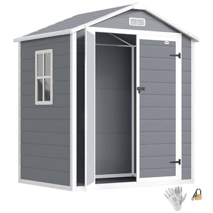 6' x 4.5' Outdoor Storage Shed Waterproof Resin with Floor Gray