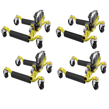 4 Pcs Car Wheel Dolly with Hydraulic Tire Jack (4 Count)