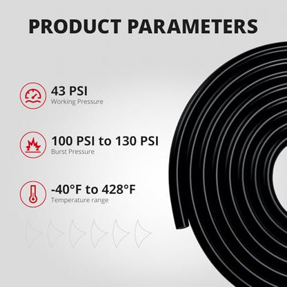 5/32 1/4 5/16 1/2 Silicone Vacuum Tubing Hose Line Kit 10FT 130PSI Max Pressure Black (4mm 6mm 8mm 12.7mm)