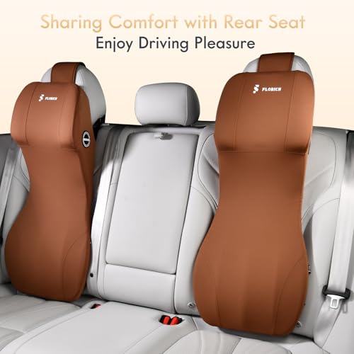 Car Seat Lumbar Support with Headrest Pillow Memory Foam Car Lumbar Pillow Back Support Cushion 2