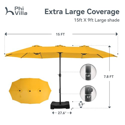 15ft Large Outdoor Patio Umbrella with Base Included