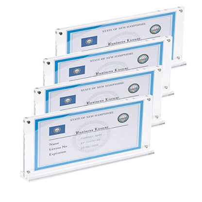 4 Pack of Acrylic Business License Frame for 4x9 Business License Certificate Desk (4 Count)