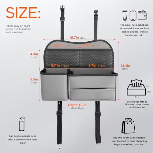 Multifunctional Car Seat Back Organizer with Large Tissue Box Holder