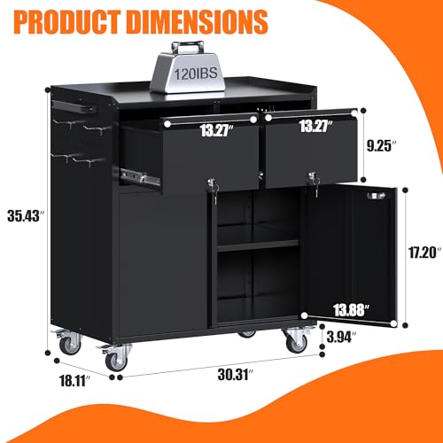 Metal Tool Cabinet with 2 Drawers