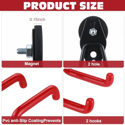 10 Pcs Large Magnetic Hooks Heavy Duty Garage Magnet Hooks Strong Storage Utility Magnetic Hangers with Anti Slip Rubber Coating for Indoor and Outdoor Hanging