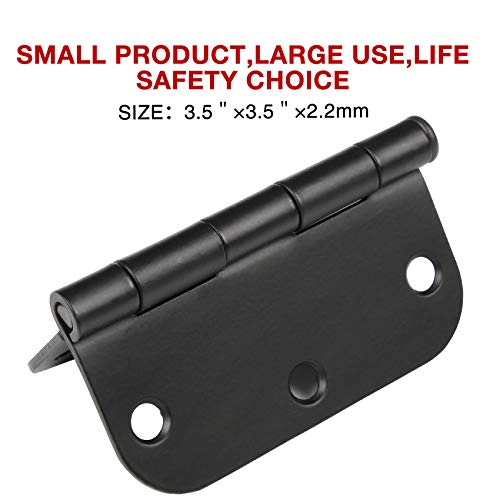 3 1 2" Matte Black Door Hinges 3.5 Inch Rounded Flat 18 Pack