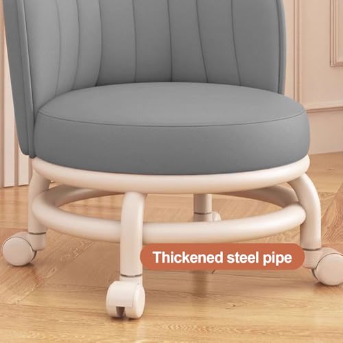 Low Rolling Stool with Backrest