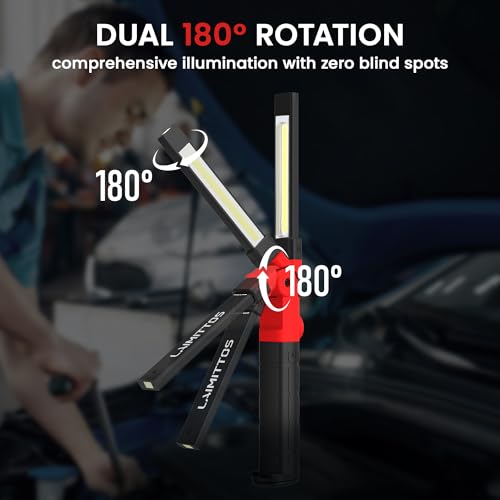 Rechargeable Work Light 2200mAh Magnetic LED Work Light Flashlight Mechanic Light Tool for Men Him (2 Count)