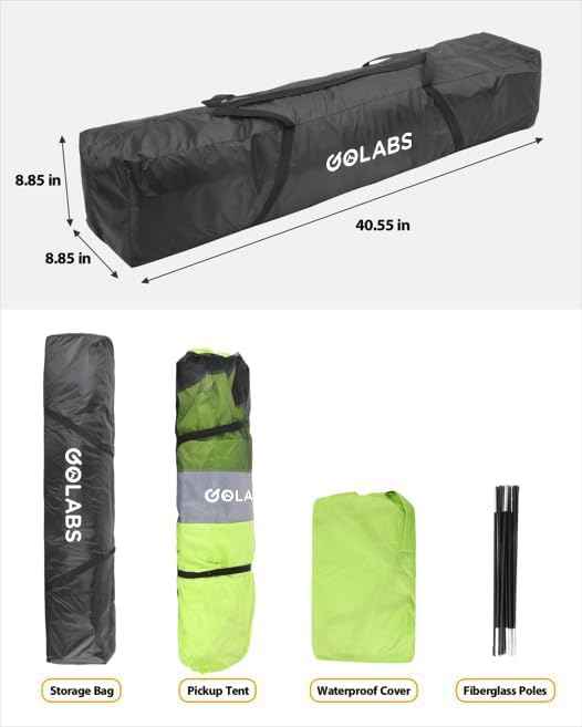 Golabs Truck Bed Tent for 5-6 Ft Bed, 8-Minute Easy Setup by Pre-Assembled Design, Waterproof PU2000mm, 2-Person Portable with Extra Rainfly Cover for Camping & Outdoor, Includes Storage Bag