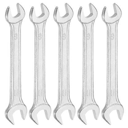 5pcs Double Open End Wrench 9mm x 11mm Metric 15 Degree Offset Angle Small Flat Head Wrench Galvanizing Open Ended Spanner for Automotive Repair Furniture Assembly (5 Count)