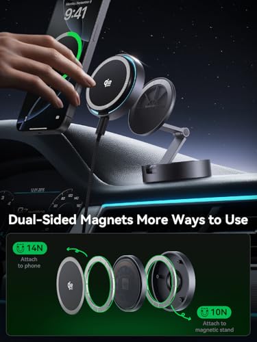 Magnetic Car Mount Charger Lite Qi2 25W Charging with Cooling Fan