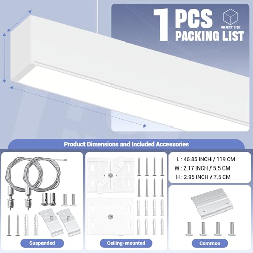 Whtie 1 Pack 4FT LED Linear Lights 50