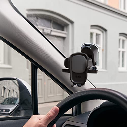 Easy One Touch Signature Dashboard & Windshield Universal Car Mount Phone Holder Desk Stand with Suction Cup Base and Telescopic Arm for iPhone