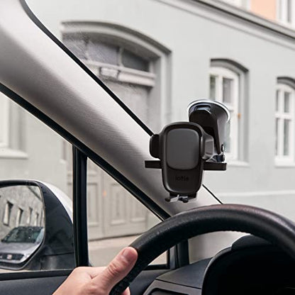 Easy One Touch Signature Dashboard & Windshield Universal Car Mount Phone Holder Desk Stand with Suction Cup Base and Telescopic Arm for iPhone