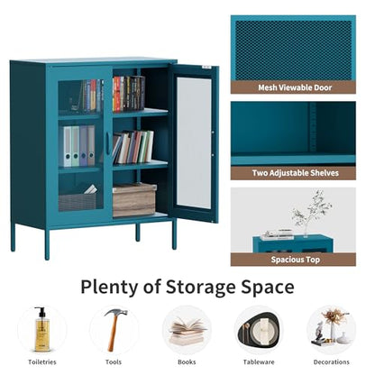 Metal Storage Cabinet with Mesh Doors