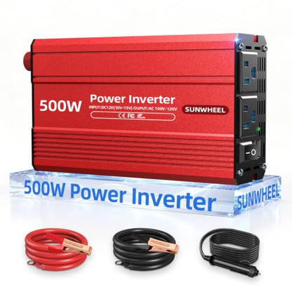 500W Power Inverter DC 12V to 110V AC Car Inverter with 2 x 3.1A USB Ports and Dual AC Outlet