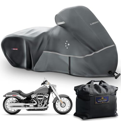 Motorcycle Cover LI LIBZAKI 600D Heavy Duty Storage All Season Universal Weather Waterproof Outdoor Protection 96" XXL Vehicle Cover