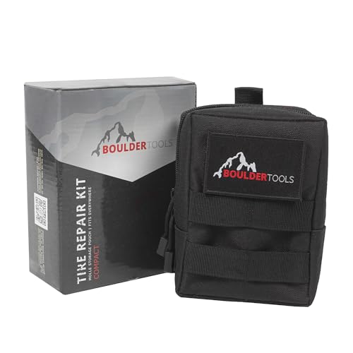 Compact Tire Repair Kit with Molle Storage Pouch. Heavy Duty Universal Tire Plug Kit