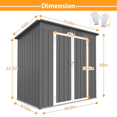 6' x 4' Outdoor Metal Storage Shed