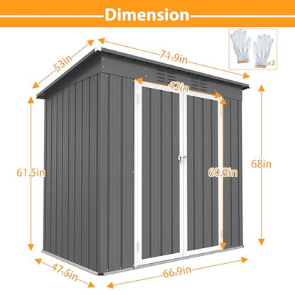 4'x6' Metal Shed Outdoor Storage Shed