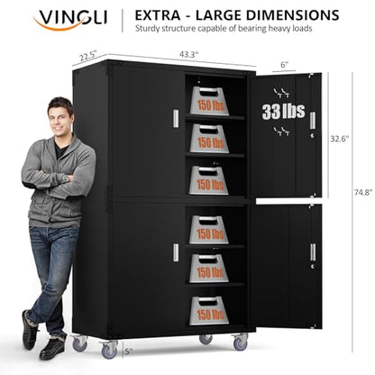 Large Garage Storage Cabinet with 4 Doors