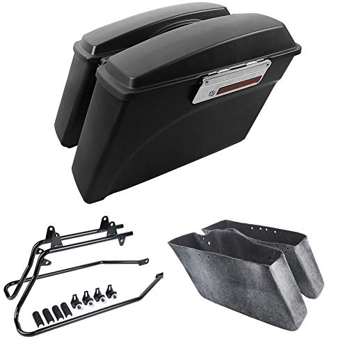 Motorcycle Hard Saddlebags with Black Conversion Brackets Fit For Harley Softail Deluxe Heritage Softail 1984 (2 Count)