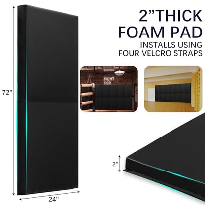 60" 72" High Gym Wall Padding 2" Thick Foam Basketball Court Wall Mount Protector for Garage Taekwondo Babyroom
