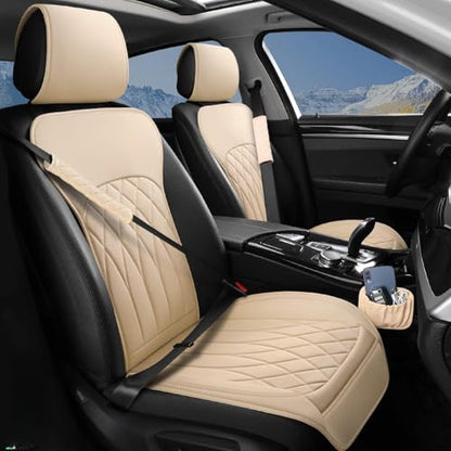 2 Pack Waterproof Front Car Seat Covers for Car Truck SUV Beige (2 Count)