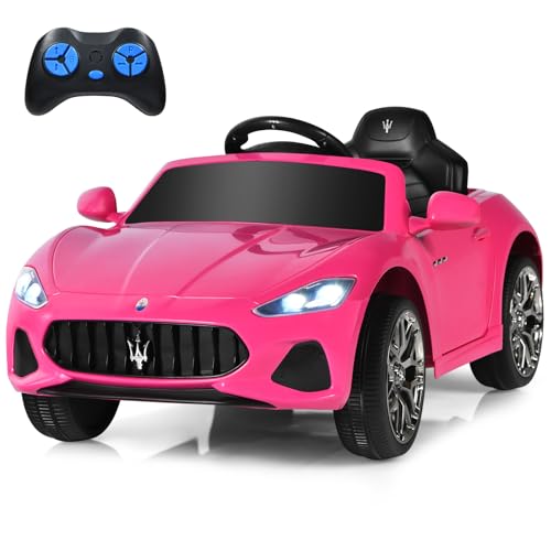 Ride on Car Pink Licensed Maserati Gbili 12V Battery Powered Electric Car with Parent Remote Control & Manual Modes