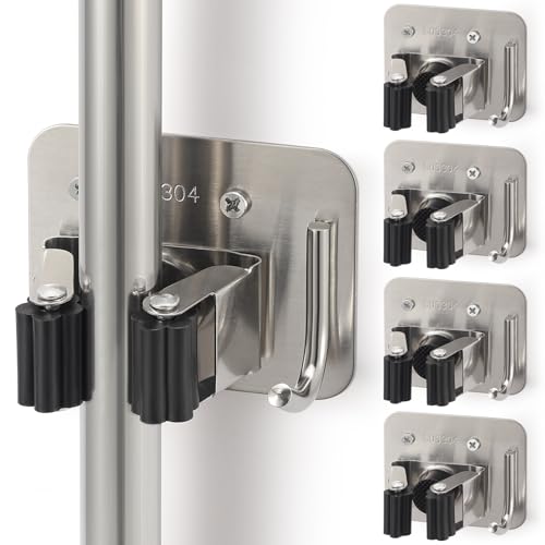 Broom Holder Wall Mount Rack (4 Count)