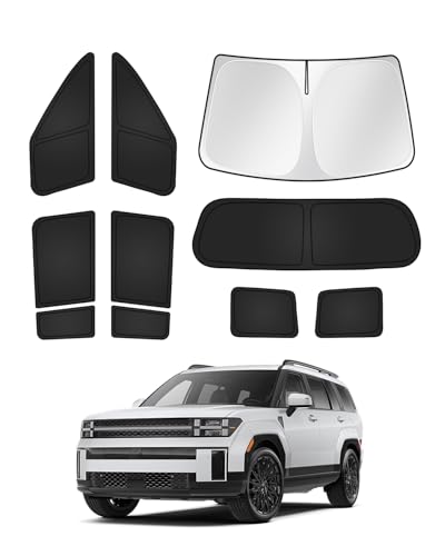 Sunshades for Hyundai Santa Fe 2024 2025 2026 Accessories Windshield Sun Shade Side Rear Window Shade Cover Sun Visor Shield Privacy Protection Keep Vehicle Cool Black 10PCS (10 Count)