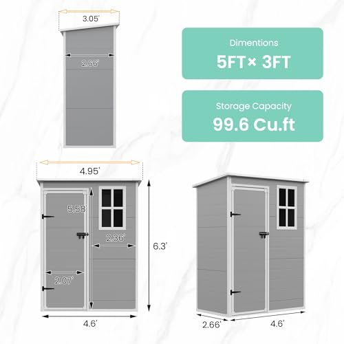 Outdoor Storage Shed 5x3 FT (2.0106 Ounce)