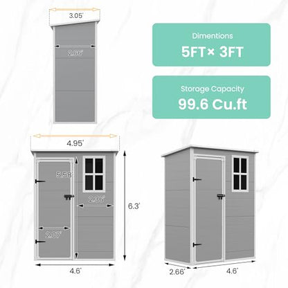 Outdoor Storage Shed 5x3 FT (2.0106 Ounce)
