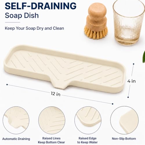 Silicone Soap Dish with Drain Spout