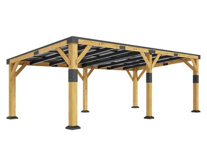 12x24x8.2 FT Heavy Duty Cedar Wood Carport for 2 Cars