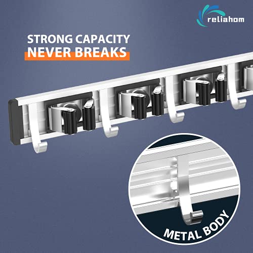 Broom Holder Wall Mount Mop Hanger Tools organizer 4Racks 5Hooks