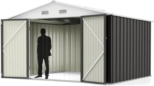 10x8FT Outdoor Storage Shed Utility Tool Shed Gray