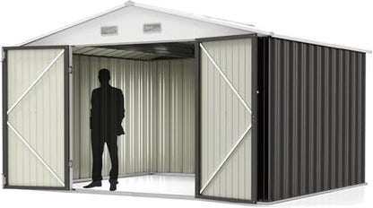 10x8FT Outdoor Storage Shed Utility Tool Shed Gray