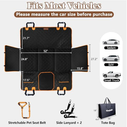V2 New 600D Hard Bottom Car Seat Cover Extender Hammock for Dogs