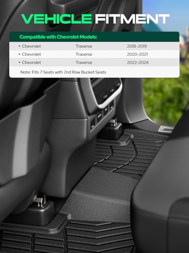 Automotive Floor Mats for Chevy Traverse 2018 (3 Count)